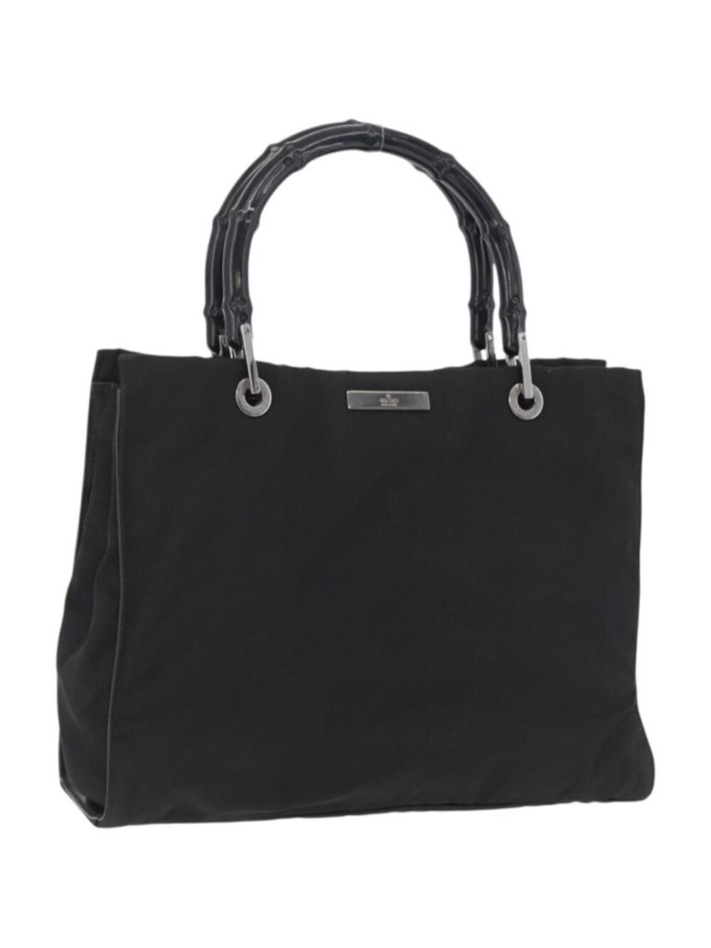 GUCCI Bamboo Tote Bag Nylon Black Silver 002 1016